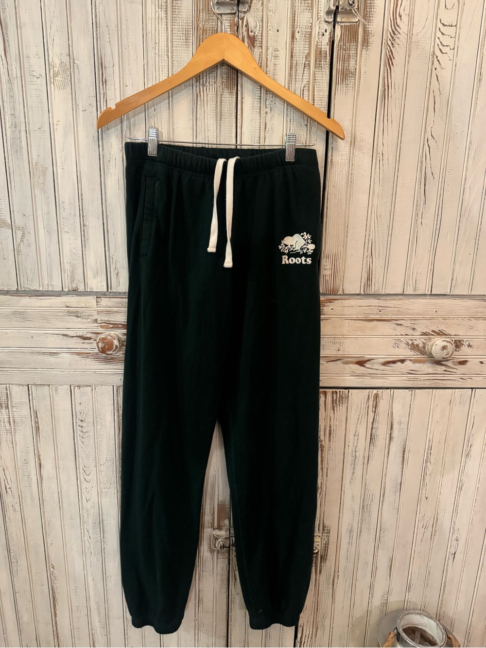 Roots womens green Logo Sweatpants with Drawstring